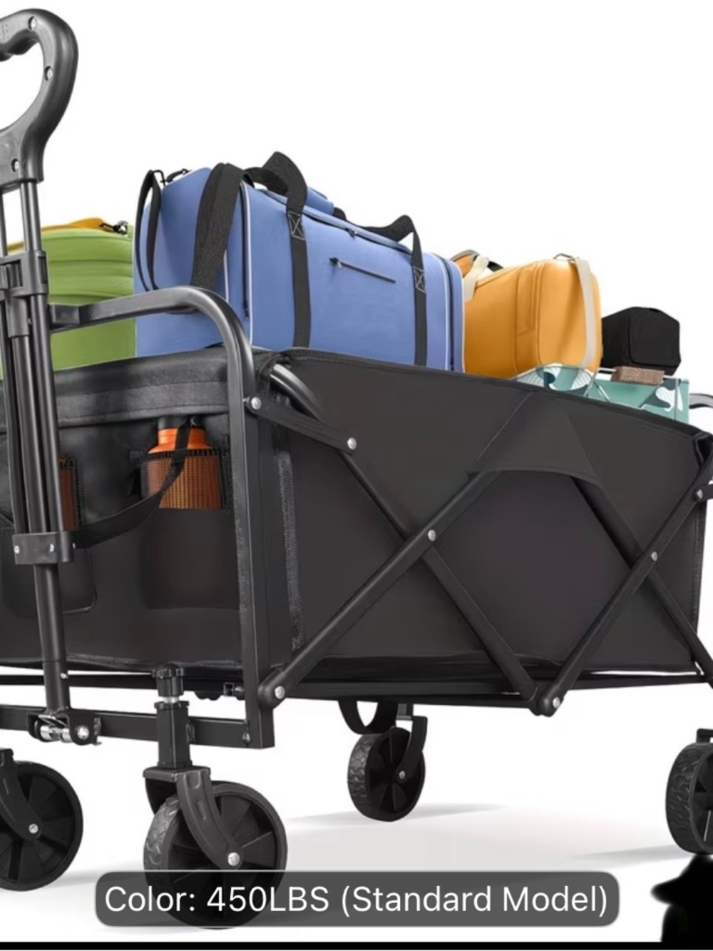 rave Collapsible Utility Wagon in Black with Blue, Green, Yellow, Orange Bags